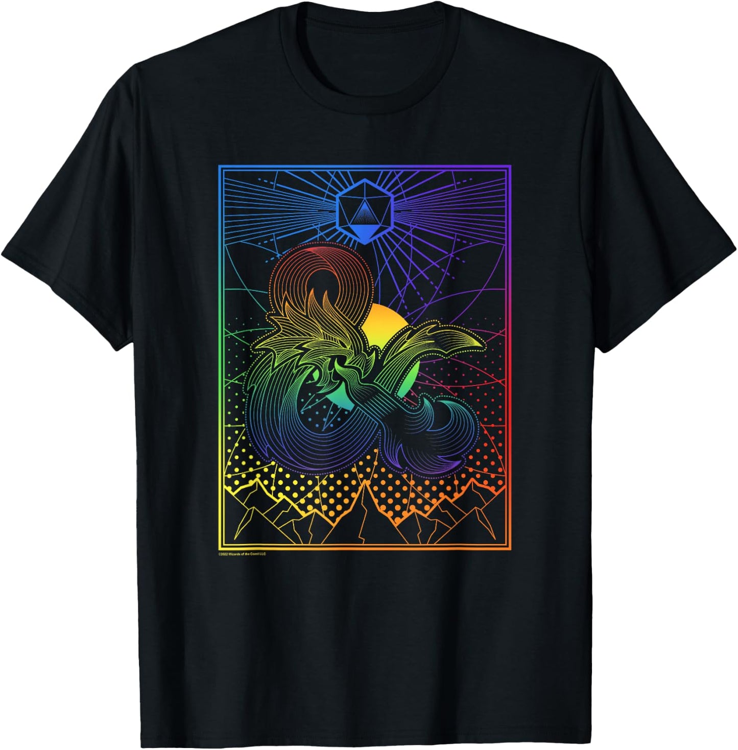 Dungeons & Dragons Geo Dice Rainbow Pride Poster T-Shirt - T-Shirt | Black