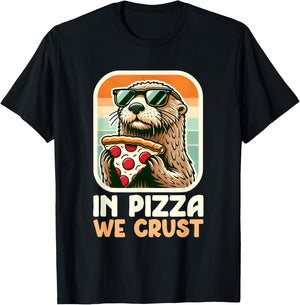 Sea Otter Retro - In Pizza We Crust T-Shirt - T-Shirt | Black