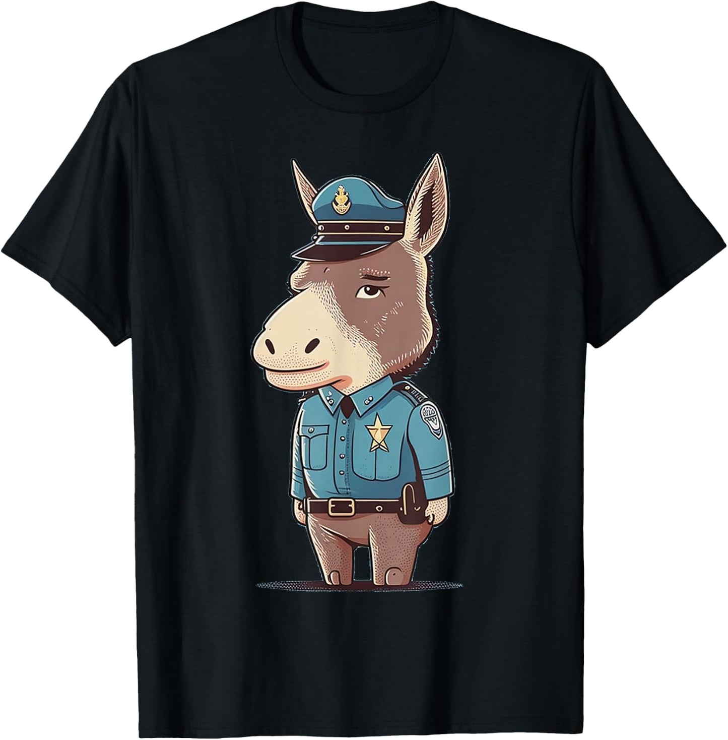 Police Officer Donkey Cop on Police Donkey T-Shirt - T-Shirt | Black