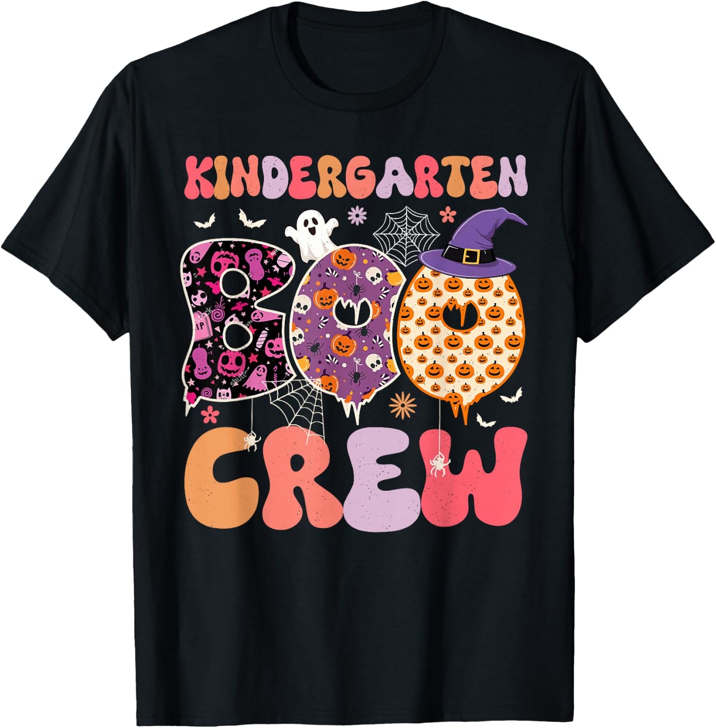 Kindergarten Boo Crew Funny Halloween Spooky Teacher Kids T-Shirt - T-Shirt | Black