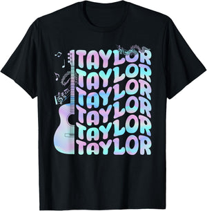 Taylor First Name I Love Taylor Personalized Groovy Tie Dye T-Shirt - T-Shirt | Black