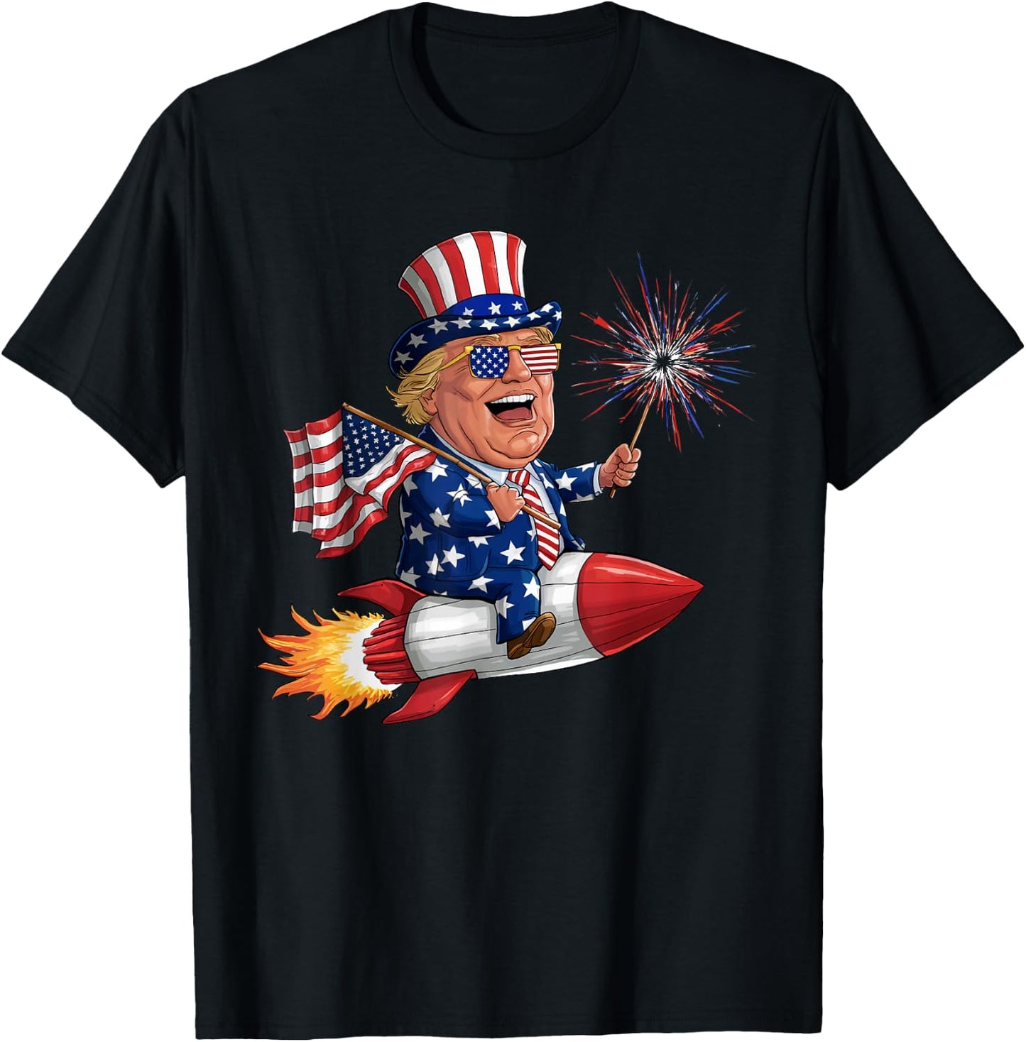 Donald Trump 2024 Happy 4th Of July Trump American Flag Women Men T-Shirt - T-Shirt | Black