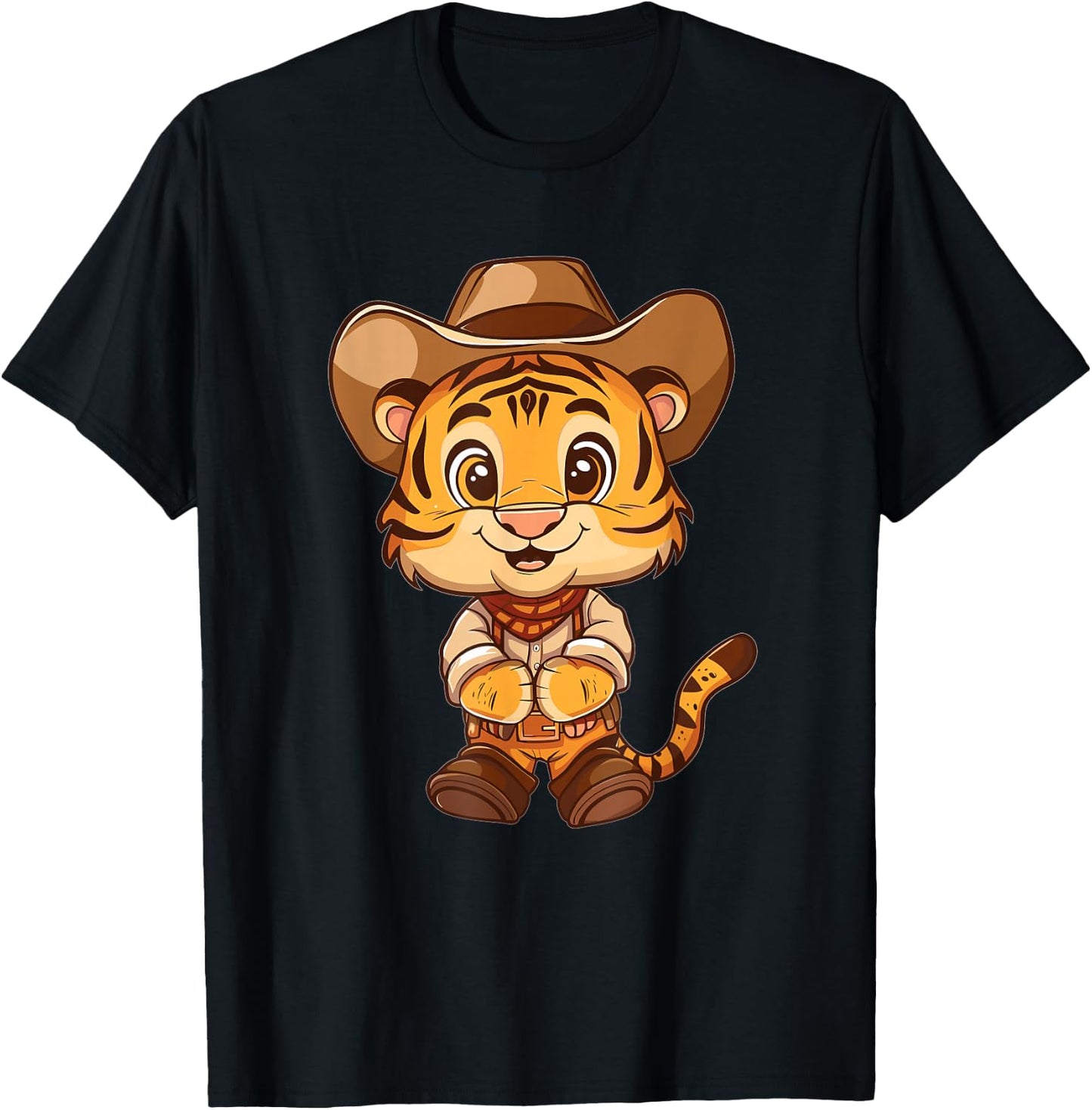 Cute Cowboy Tiger T-Shirt - T-Shirt | Black