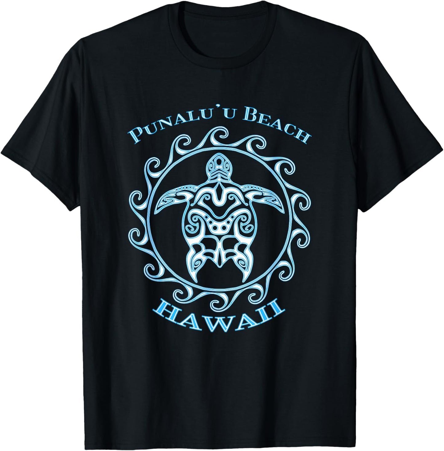 Punalu'u Beach Hawaii Tribal Sea Turtle Summer T-Shirt - T-Shirt | Black