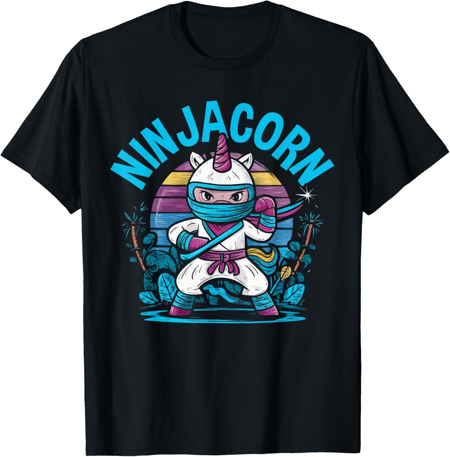 Ninjacorn Unicorn Lover Shuriken Kunai Shinobi Ninja T-Shirt - T-Shirt | Black