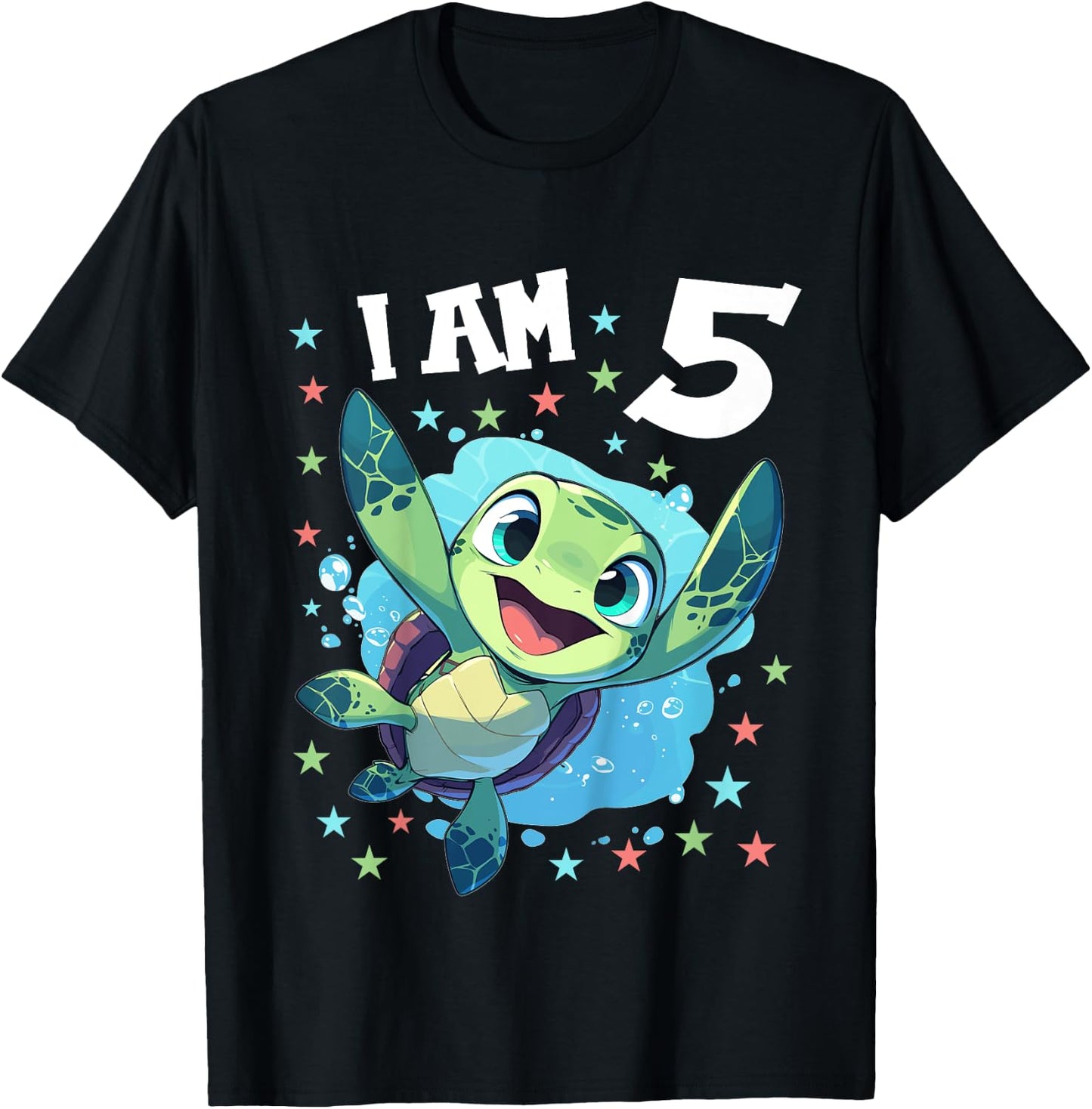 5 Years old 5 birthday Sea Turtles Boy Girl Sea Turtle T-Shirt - T-Shirt | Black