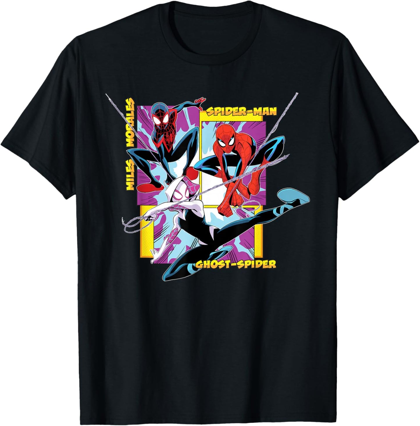 Marvel Spider-Man Miles Morales Ghost-Spider Web-Swing Trio T-Shirt - T-Shirt | Black