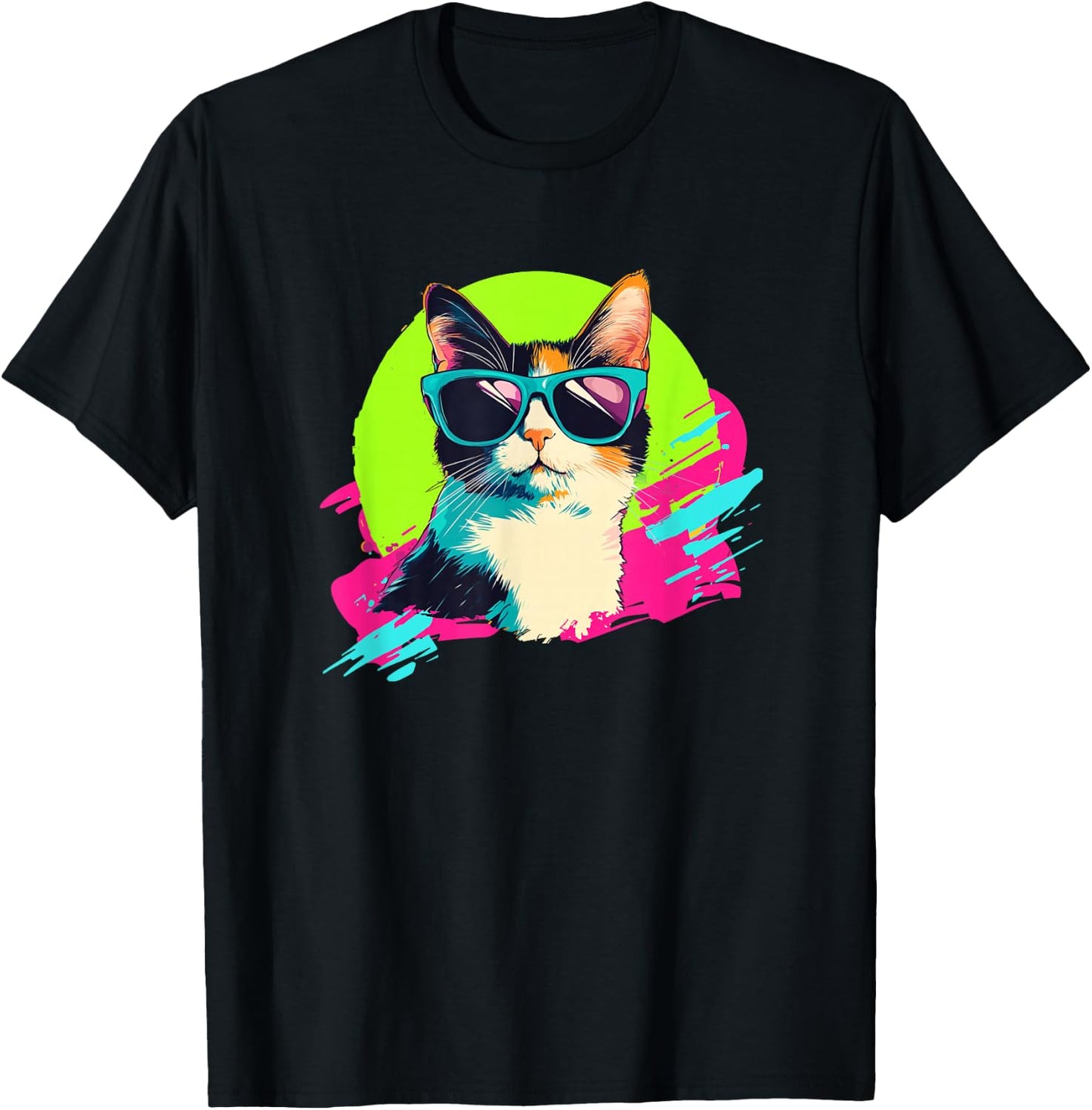 Kid Kitty Retro Vintage 80s 90s Calico Cat Lover T-Shirt - T-Shirt | Black