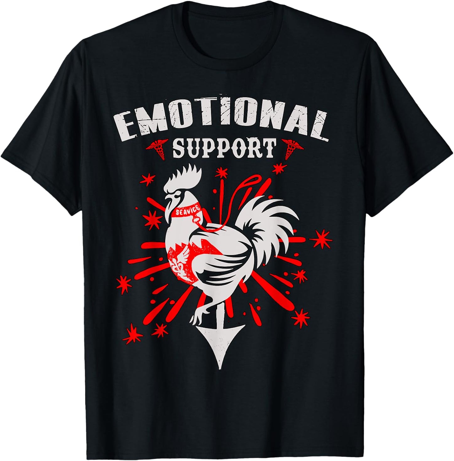 Emotional Support Shirt Chicken Emotional Support Cock T-Shirt - T-Shirt | Black