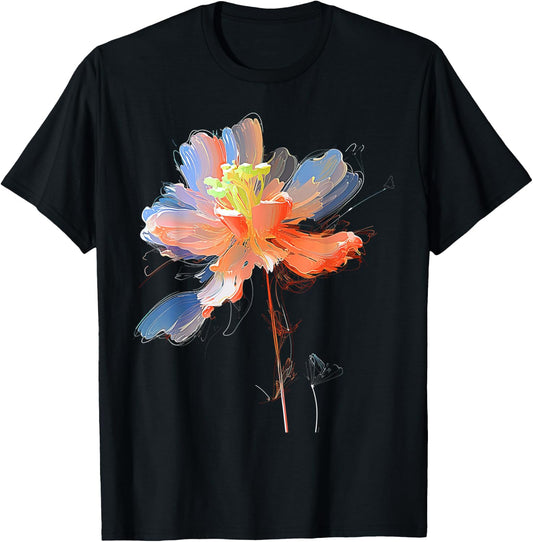 Flower Painting Graphic Artwork Art Flower T-Shirt - T-Shirt | Black