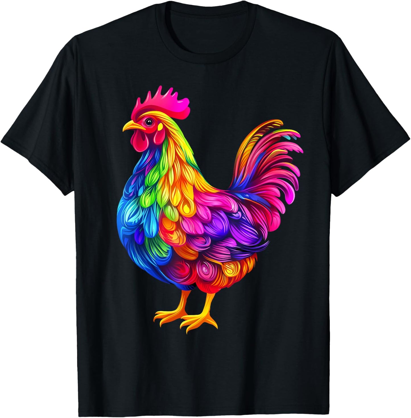 Colorful Chicken Farm Animal Lover Women Black T-Shirt - T-Shirt | Black