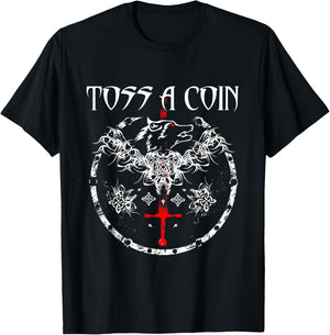 Toss A Coin Shirt Wolf Graphic Shirt Mystery Shirts Gamer T-Shirt - T-Shirt | Black