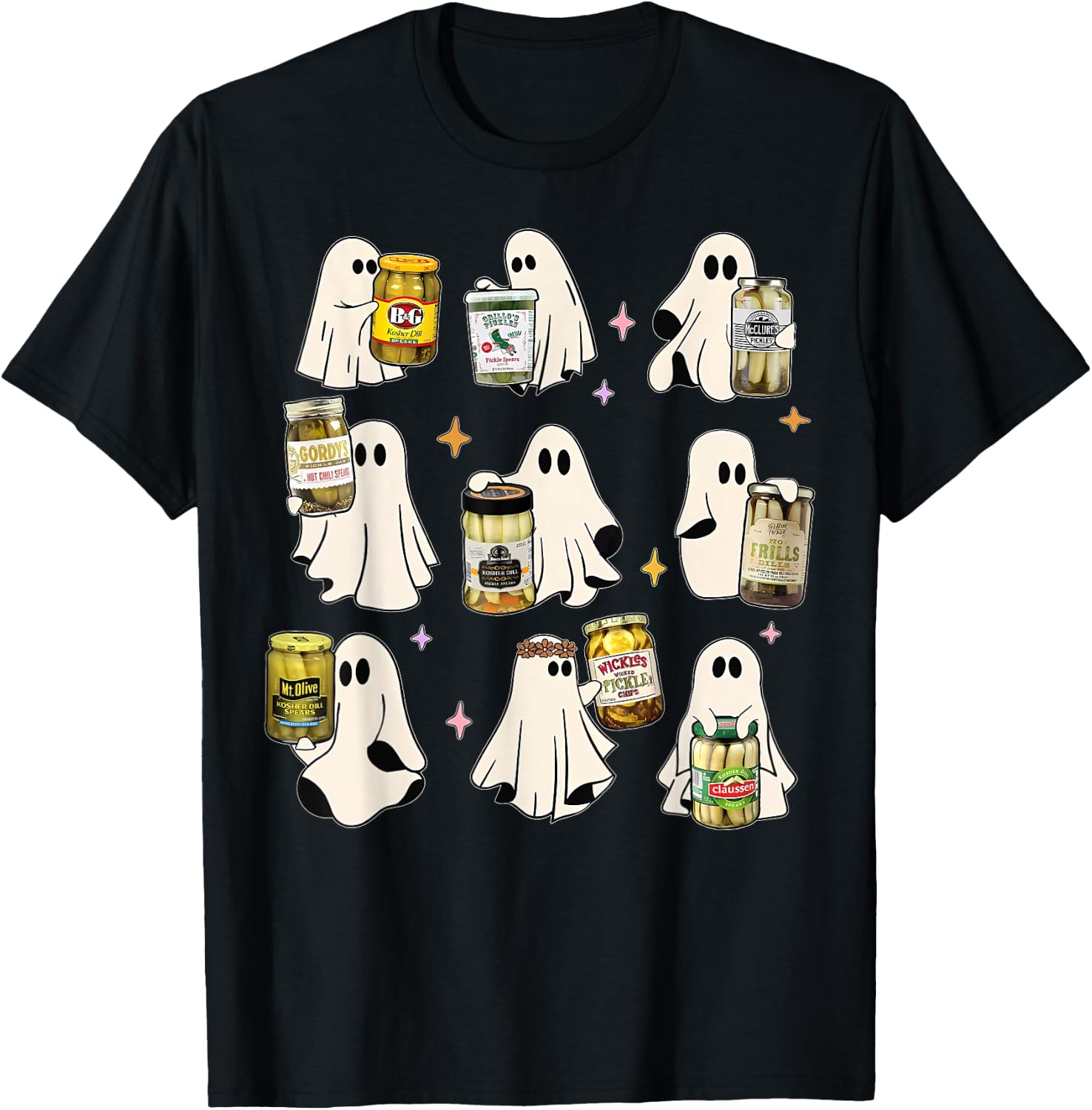 Ghost Canned Pickles Cute Ghost Pickle Jar Canning Season T-Shirt - T-Shirt | Black
