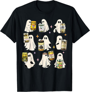 Ghost Canned Pickles Cute Ghost Pickle Jar Canning Season T-Shirt - T-Shirt | Black