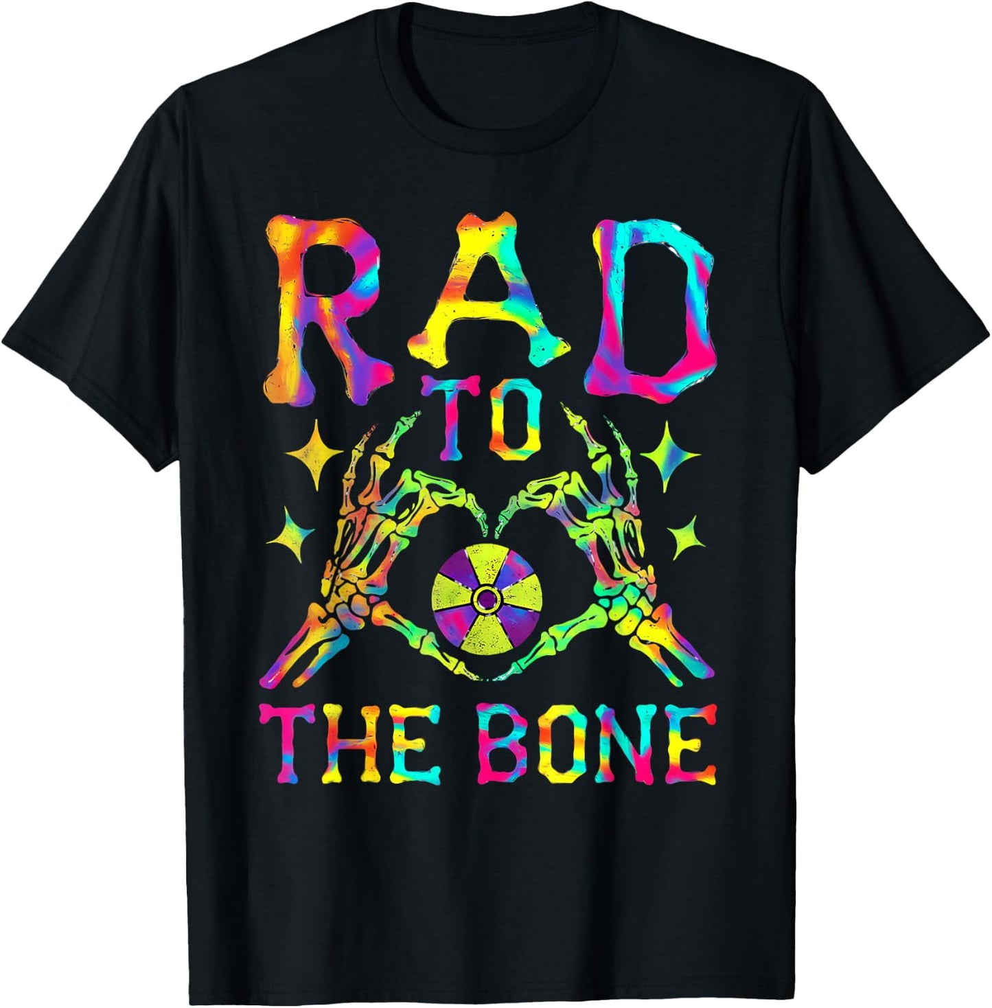 Rad to The Bone Tie Dye Radiology Heart Radiology Xray Tech T-Shirt - T-Shirt | Black