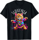 Slovenia Quirky Funny Cute Colorful Dancing Cat Design T-Shirt - T-Shirt | Black