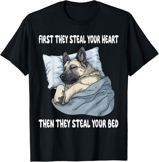 Norwegian Elkhound Sleeping Pajamas Nightgown T-Shirt - T-Shirt | Black