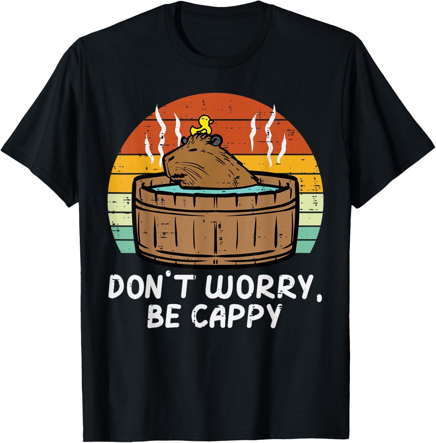 Capybara Dont Worry Be Cappy Cute Capy Rodent Women Men Kids T-Shirt - T-Shirt | Black