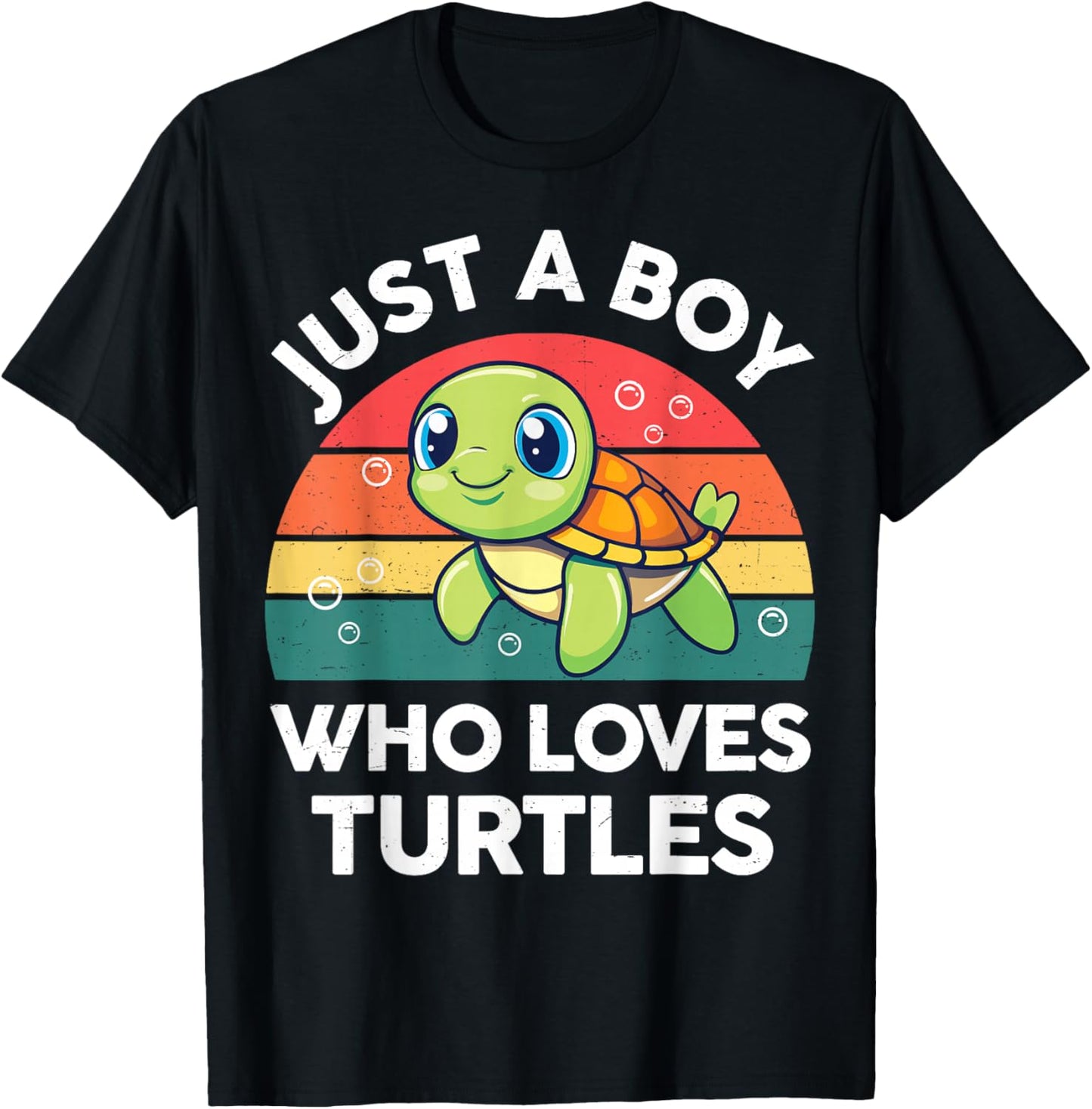 Turtle Just A Boy Who Loves Turtles Cute Toddler Kids T-Shirt - T-Shirt | Black