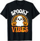 Spooky Vibes Ghost Pumpkin Halloween Rainbow Men Women Kids T-Shirt - T-Shirt | Black