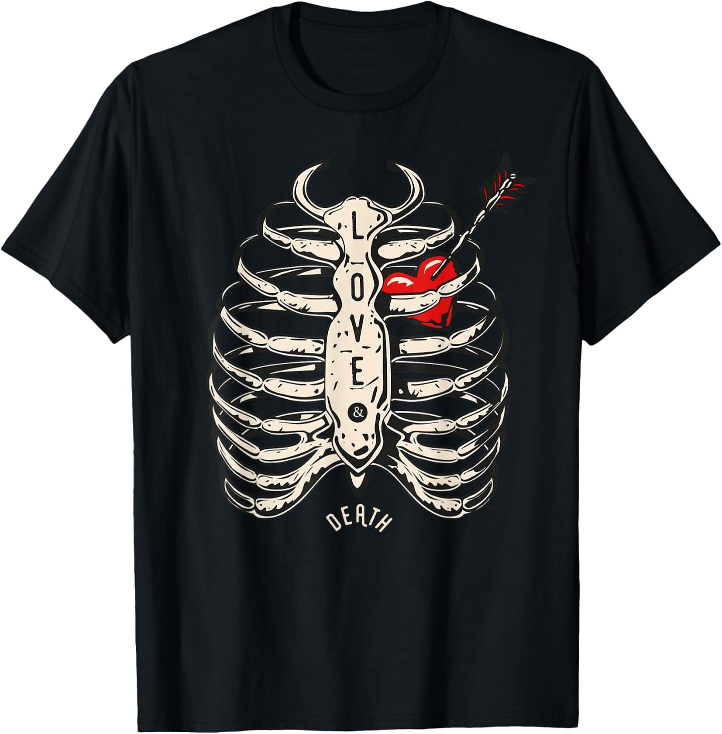Skeleton Heart Rib Cage Shirt X-Ray Funny Halloween T-Shirt - T-Shirt | Black