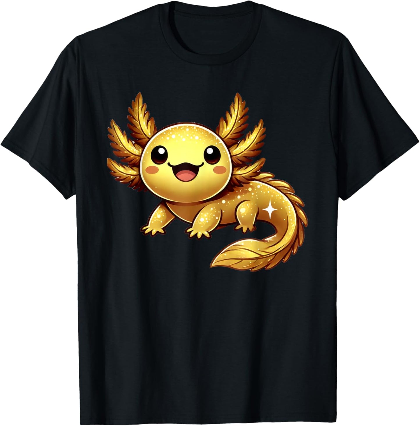 Gold Axolotl Cute Axolotls Lover T-Shirt - T-Shirt | Black