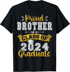 Proud Brother of a Class of 2024 Graduate funny Senior 2024 T-Shirt - T-Shirt | Black