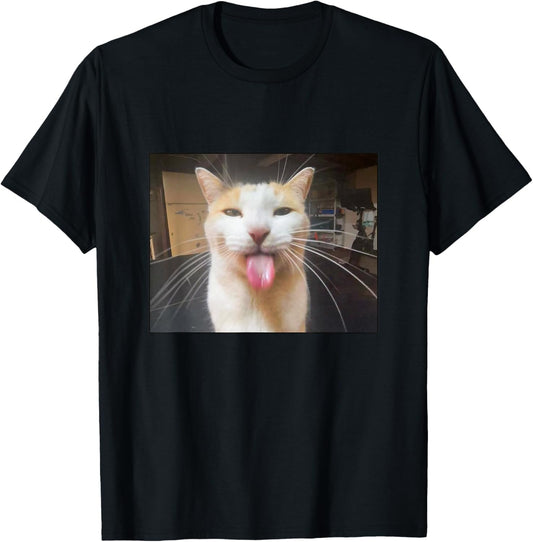 Silly Bleh Cat Meme T-Shirt - T-Shirt | Black