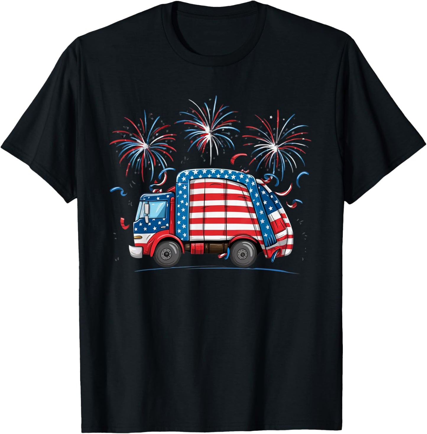 Funny Garbage Truck veterans day Usa Flag Boys Girls Kids T-Shirt - T-Shirt | Black