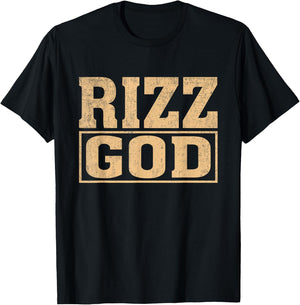 Rizz God Funny Rizz Rizzler Slang Meme Trending Social Media T-Shirt - T-Shirt | Black