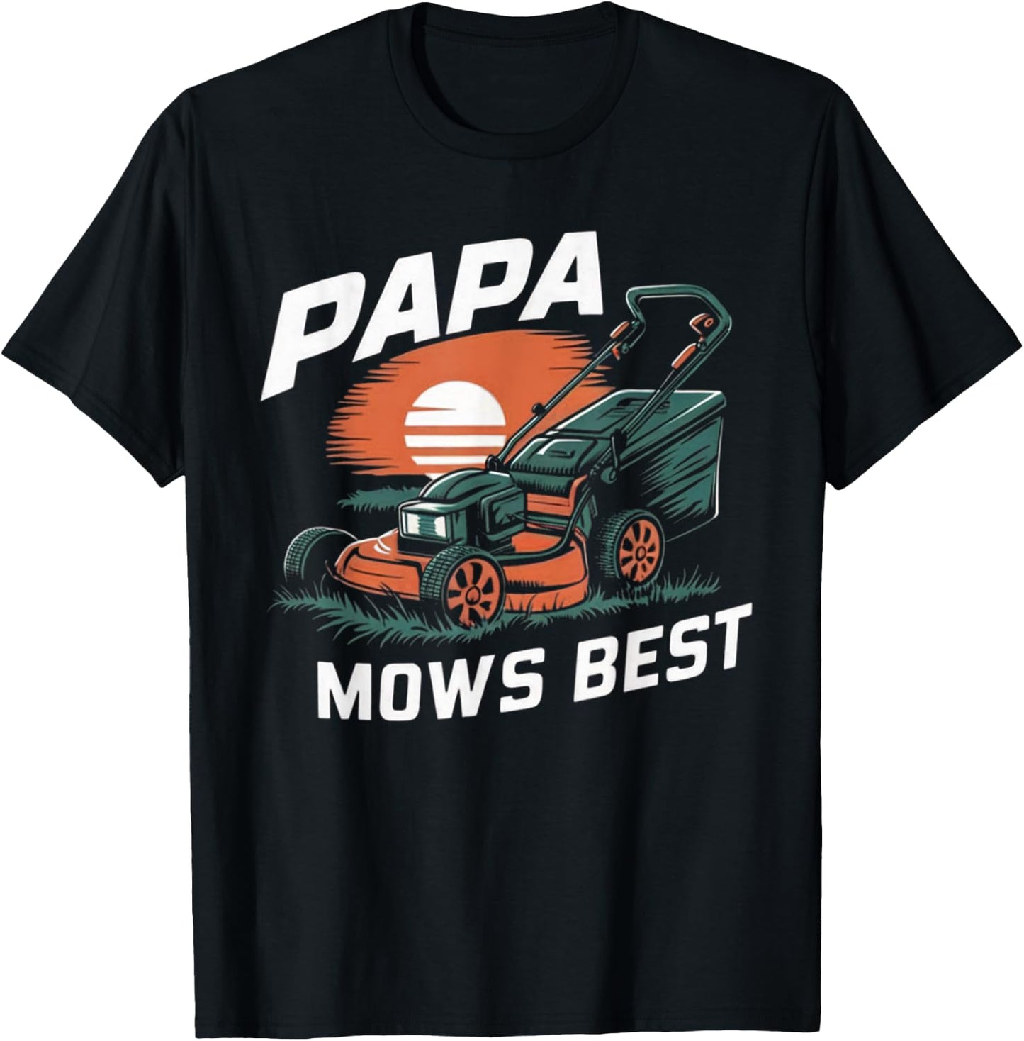 Papa Mows Best Funny Lawn Mower Dad Grandpa T-Shirt - T-Shirt | Black