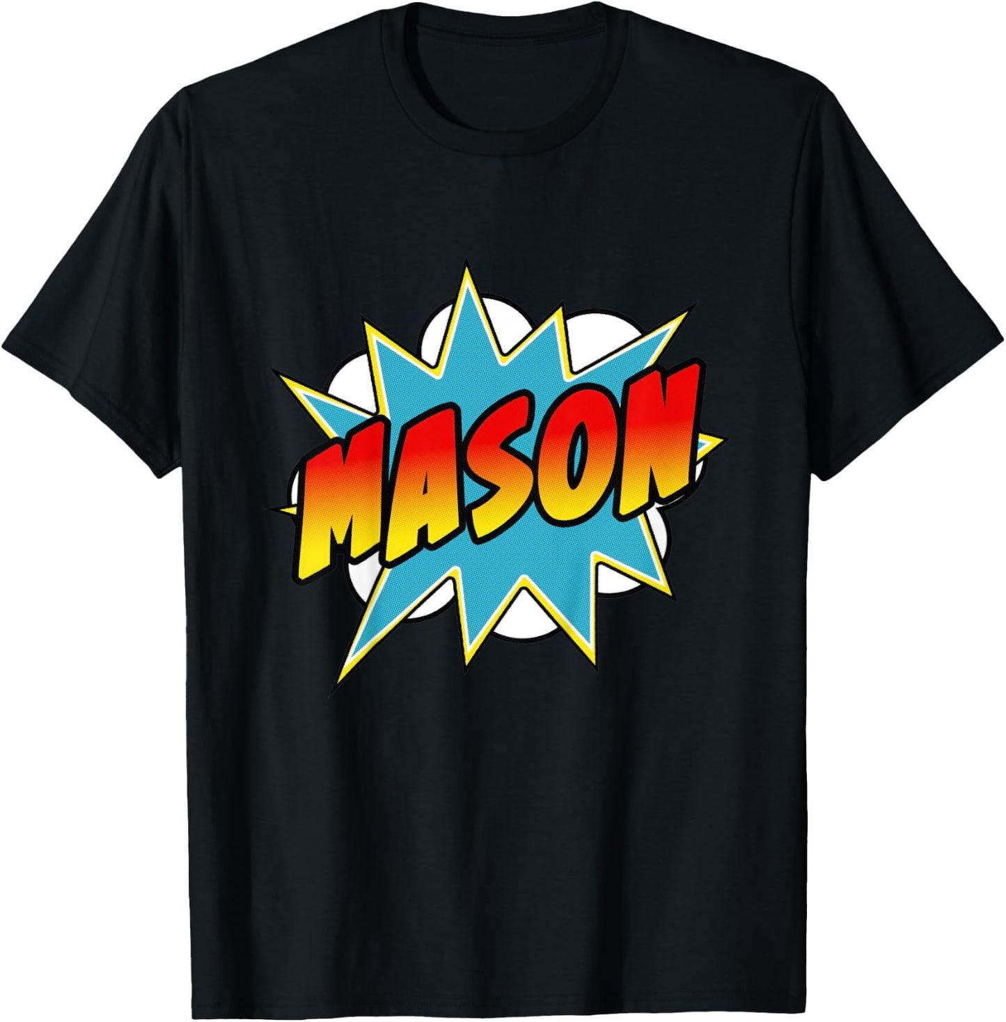 Kids Boys Mason Comic Book Superhero Name T-Shirt - T-Shirt | Black
