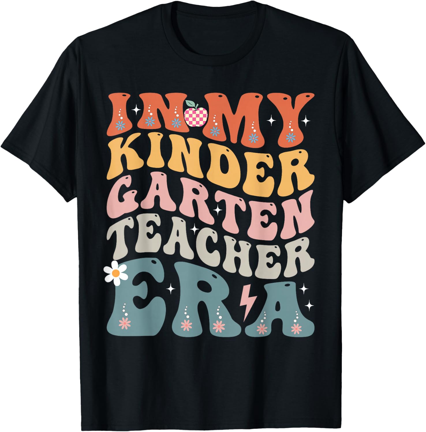 In My Kindergarten Teacher Era Groovy Back To School Kinder Women Girls Kids T-Shirt - T-Shirt | Black