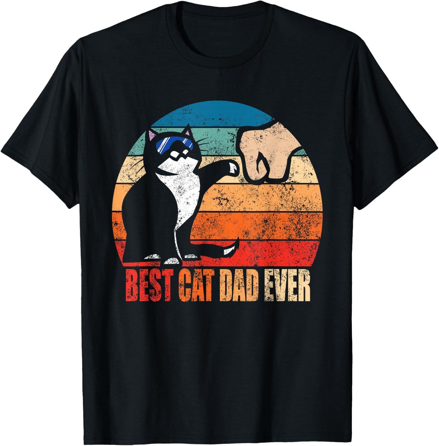 Cat Loving Daddy Fathers Day Gift None Best Cat Dad Ever Paw Fist Bump Funny Fathers Day T Shirt, Black, Small US T-Shirt - T-Shirt | Black