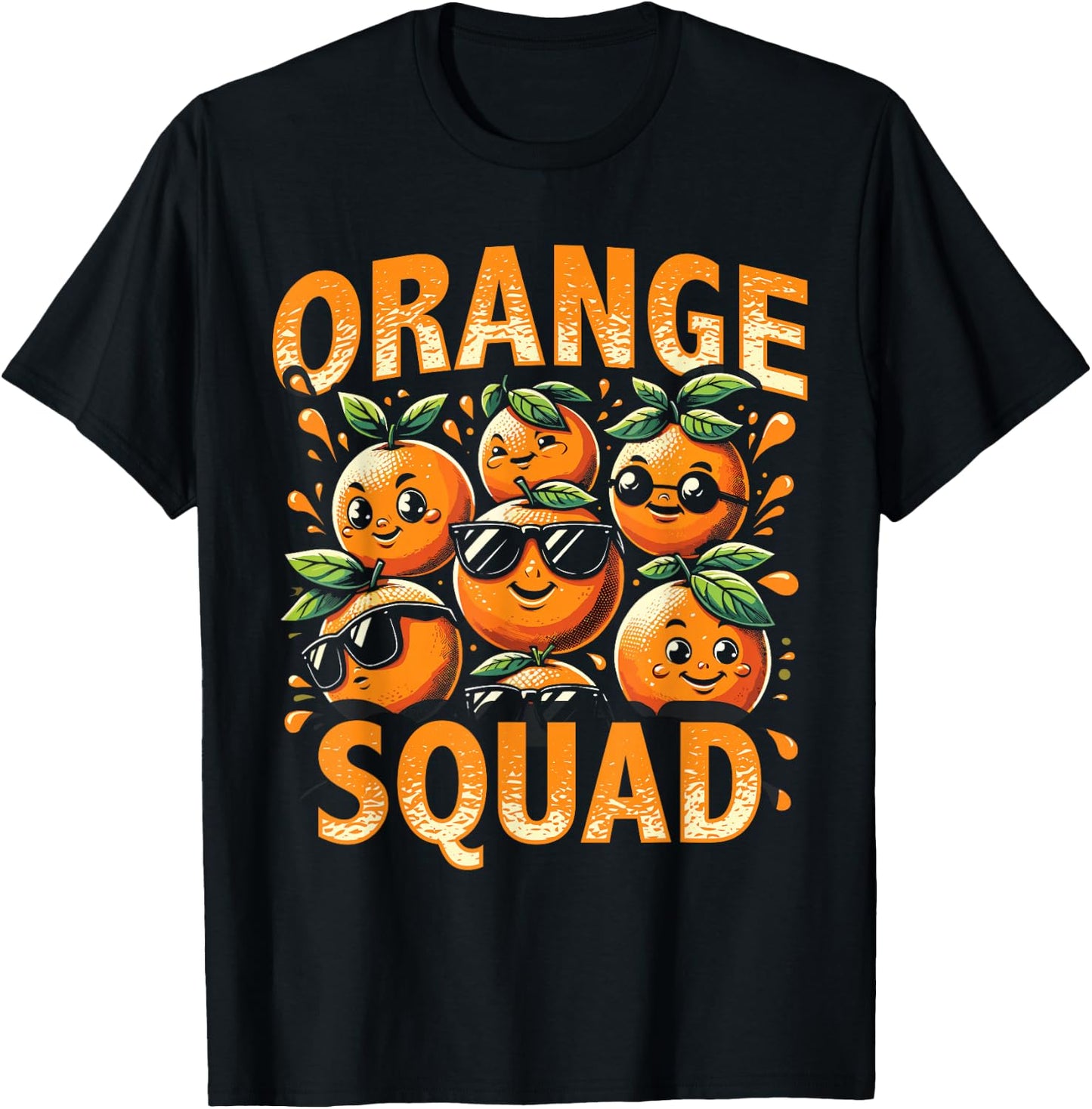 Summer Citrus Fruit Orange Squad T-Shirt - T-Shirt | Black