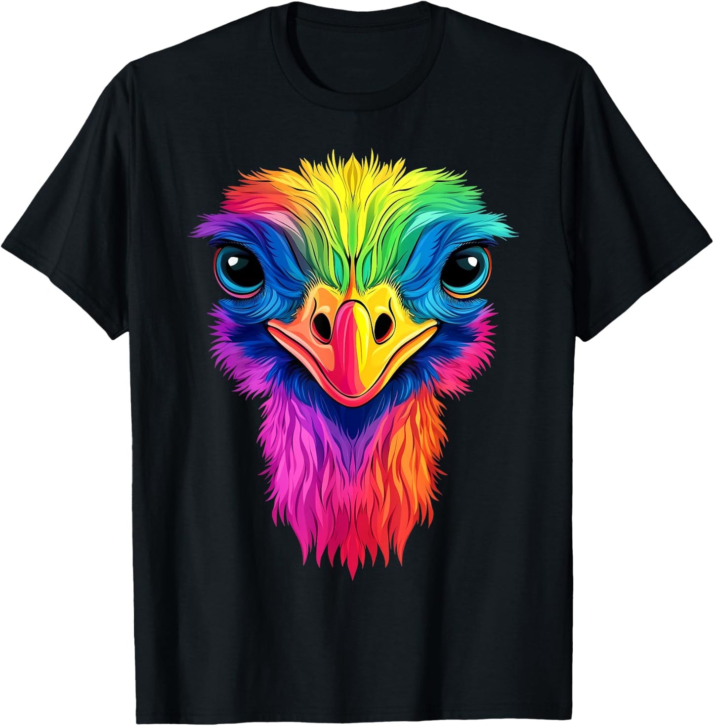 Colorful Ostrich African Wildlife Safari Animals Black T-Shirt - T-Shirt | Black