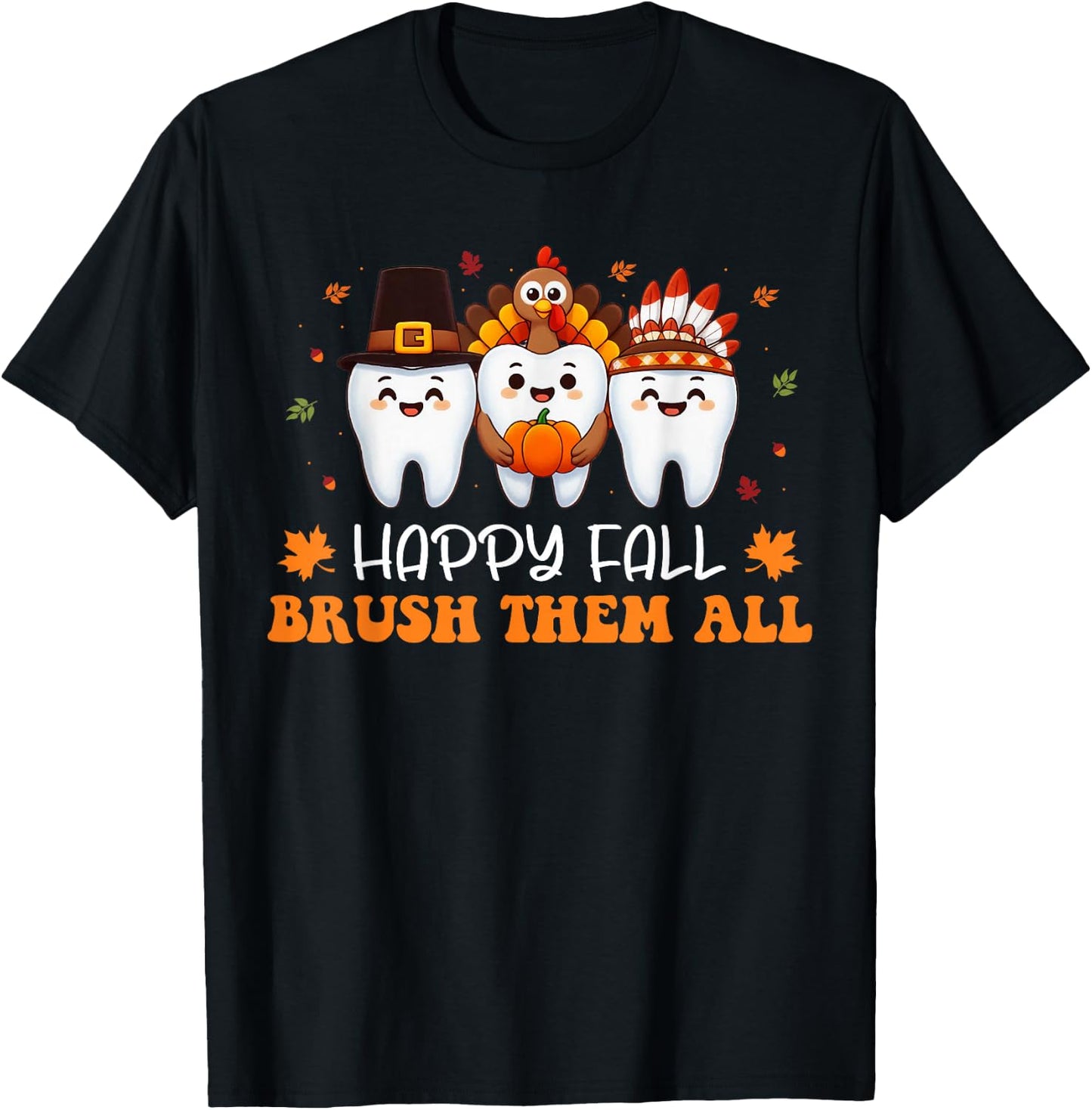 Pumpkin Tooth Dentist Fall Cute Dental Thanksgiving Dentist T-Shirt - T-Shirt | Black
