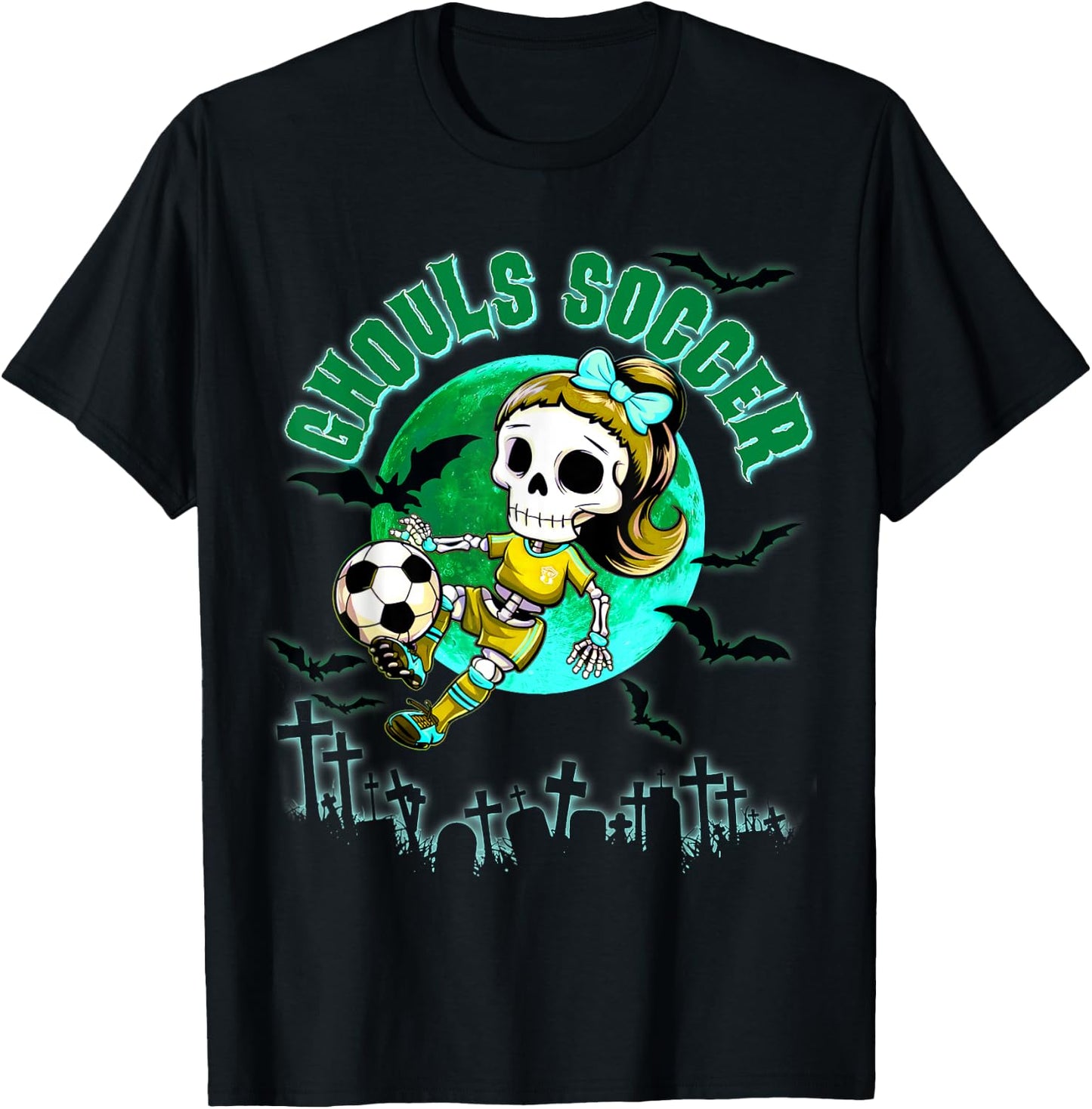 Soccer Ghoul Halloween for Girls & Teens October Spooky T-Shirt - T-Shirt | Black