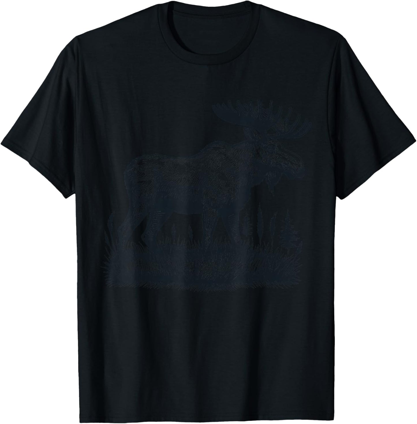 Moose Vintage Animal Moose T-Shirt - T-Shirt | Black
