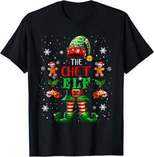 The Chef Elf Christmas Lights Costume Job Team Lover T-Shirt - T-Shirt | Black