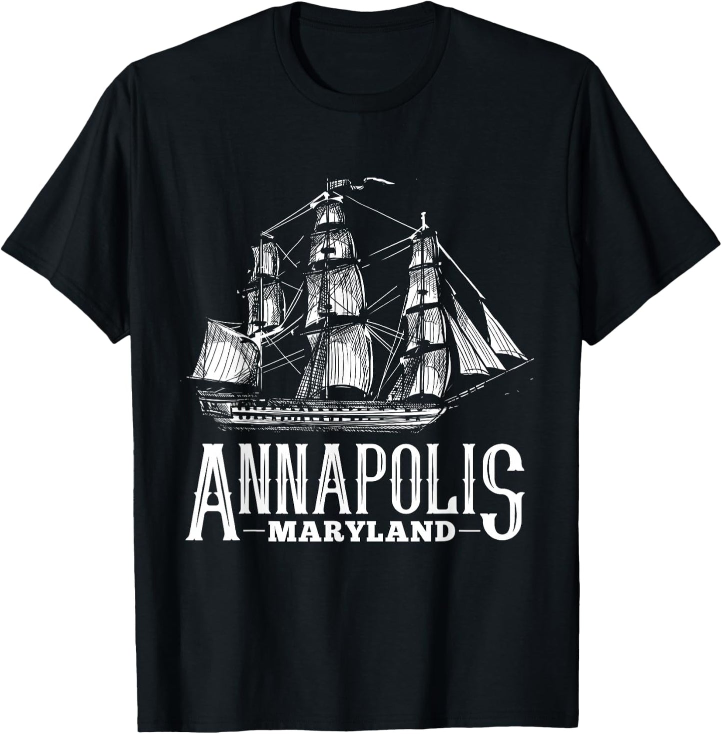 Annapolis Maryland Sailboat Sailing Nautical Annapolis MD T-Shirt - T-Shirt | Black