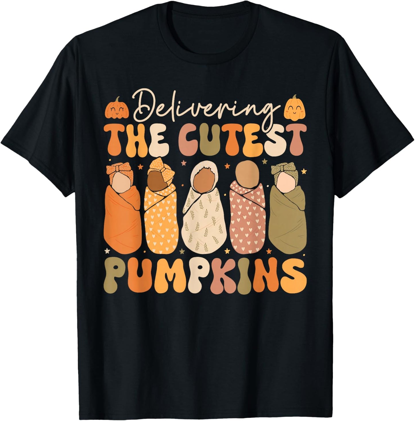 Delivering The Cutest Pumpkins Halloween L and D Nurse Fall T-Shirt - T-Shirt | Black