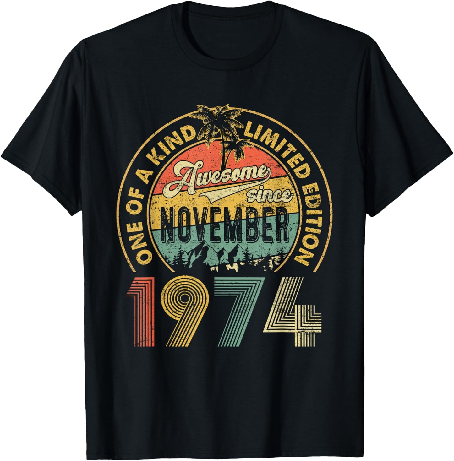 50 Years Old Vintage Retro November 1974 Birthday Men Women T-Shirt - T-Shirt | Black