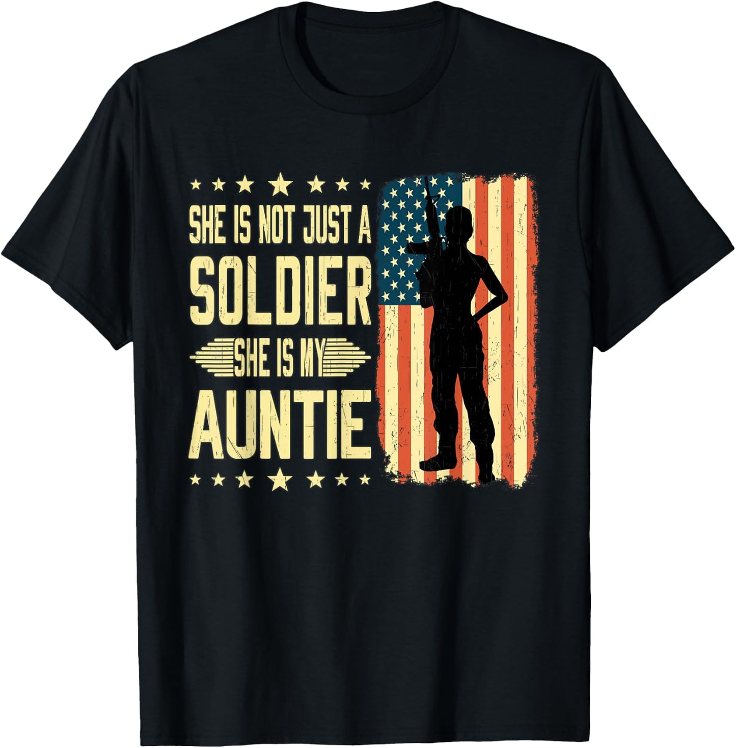 My Auntie Is A Soldier Hero Proud Army Nephew Niece Gifts T-Shirt - T-Shirt | Black