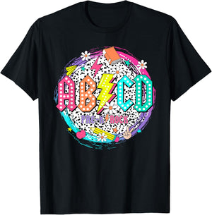 Cute Funny for Prek Teacher ABCD Rock Pre-K Rocks T-Shirt - T-Shirt | Black