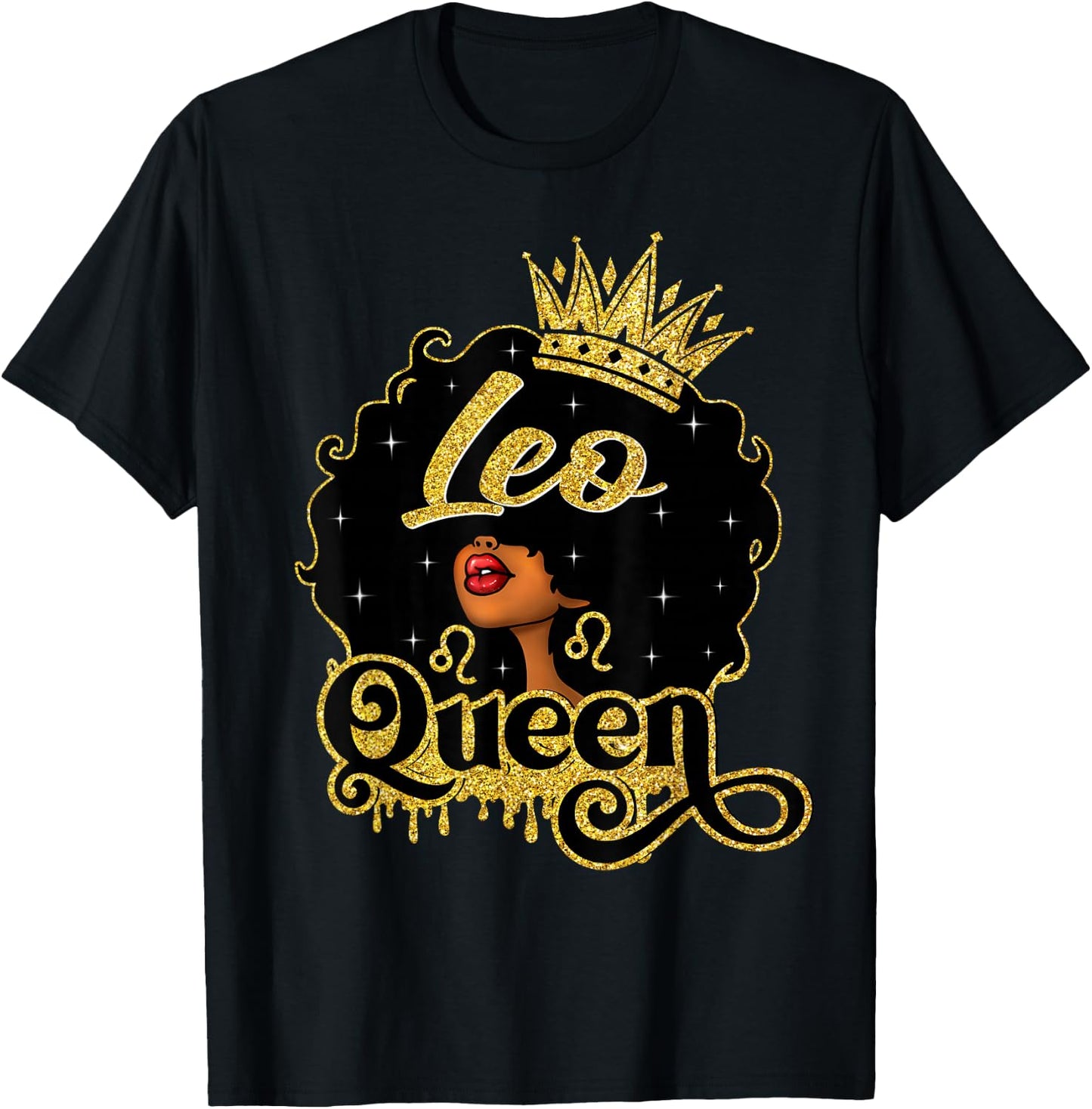Leo Queen African American Afro Women It's My Birthday T-Shirt - T-Shirt | Black