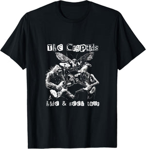 The Cryptids Hide & Seek Tour CryptidBigfoot Mothman UFO T-Shirt - T-Shirt | Black
