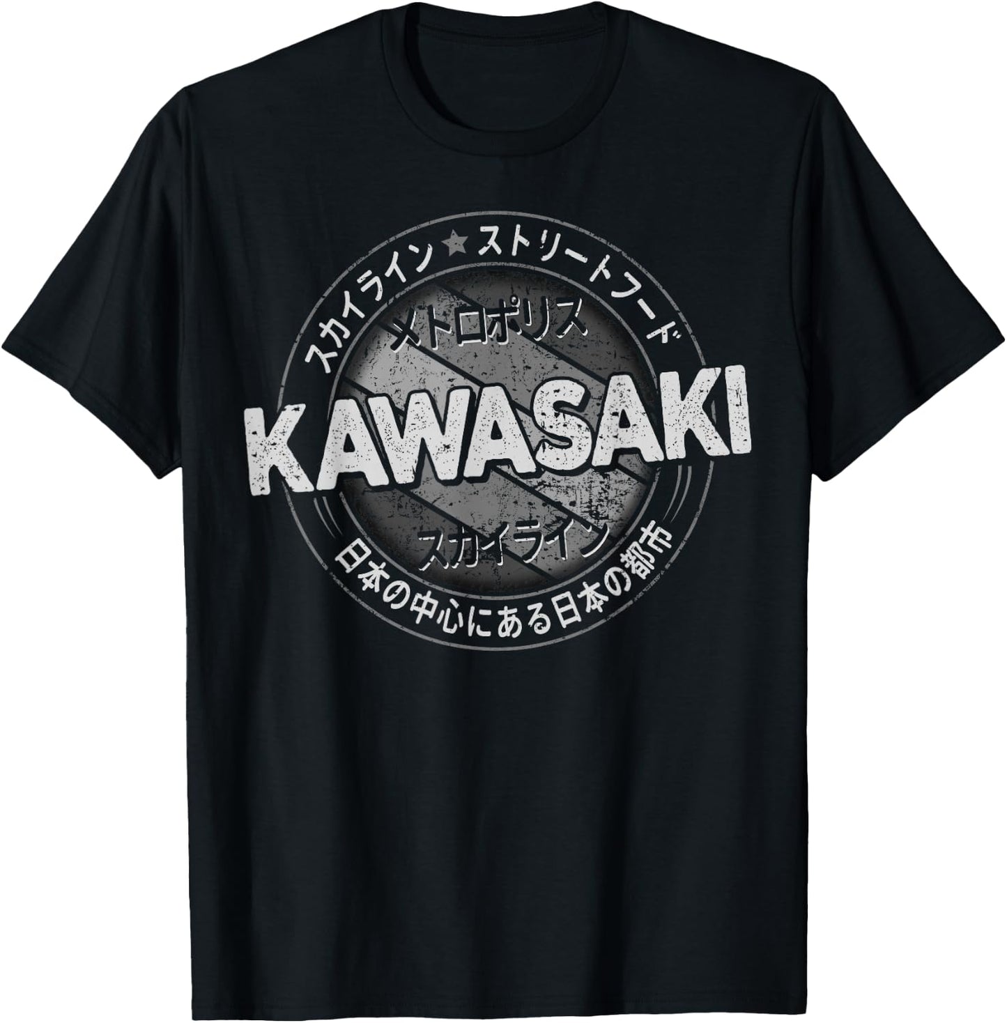 Kawasaki City 90s Retro Japan Aesthetics 80s Kawasaki T-Shirt - T-Shirt | Black