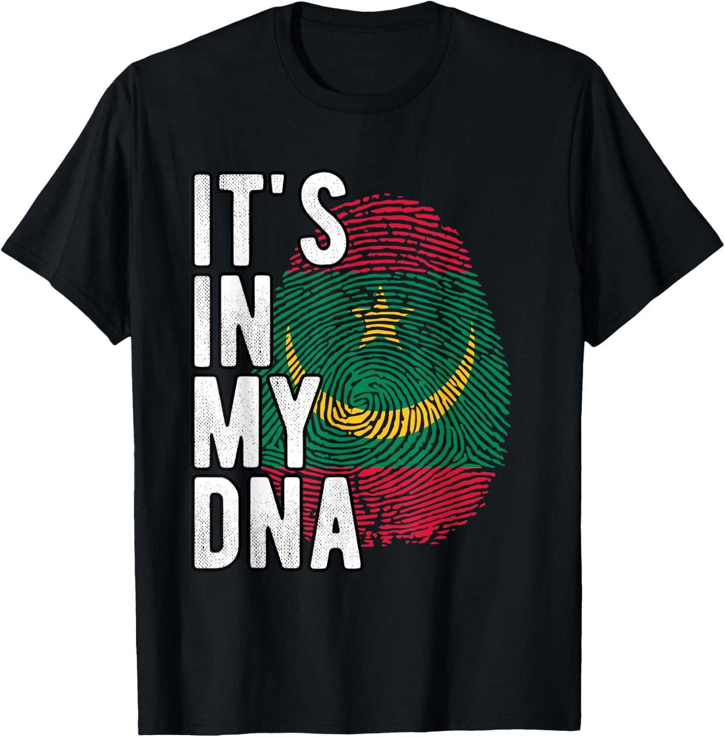 Funny it's in my DNA Mauritania flag Fingerprint T-Shirt - T-Shirt | Black