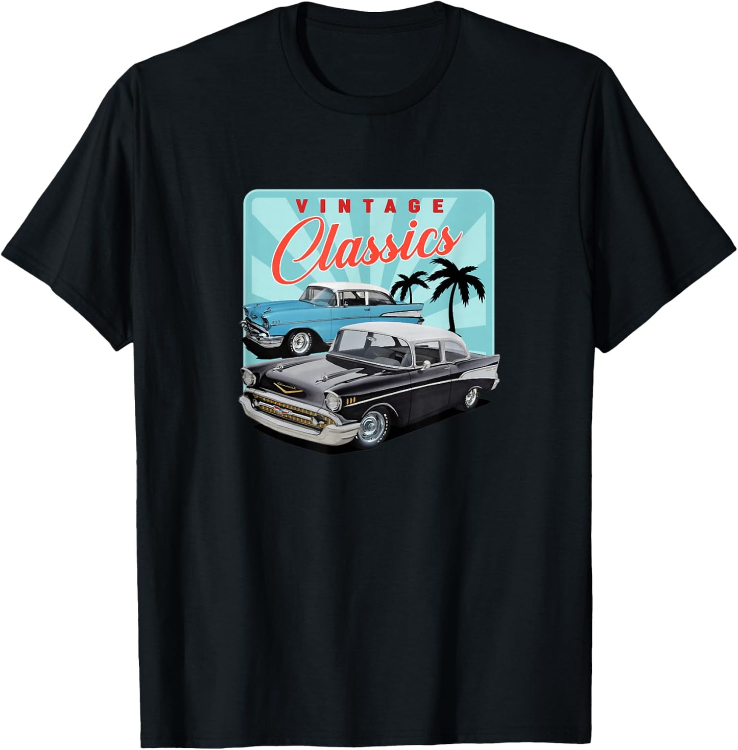 55 56 57 Chevys Truck bel air vintage cars T-Shirt - T-Shirt | Black
